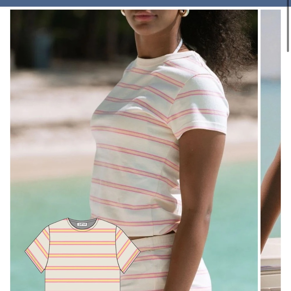 Striped Women's Top - Pink and White